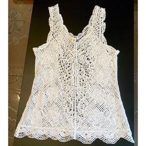 Cato V-Neck White Lace Tank Top